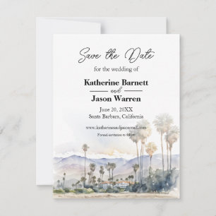 Invitation Plage de Santa Barbara Aquarelle Save the Date
