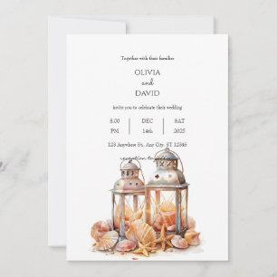 Invitation Plage de Seashell Décor d'été Lanternes Mariage