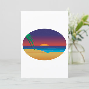 Invitation Plage de Sunset Tropical Palm Feuille Ocean Waves