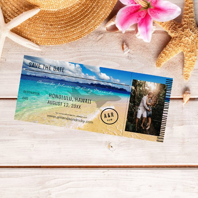 Invitation Plage - Destination Océan avec Photo & Avion (Créateur téléchargé)