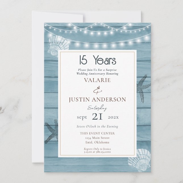 Invitation Plage du 15e anniversaire de Surprise (Devant)