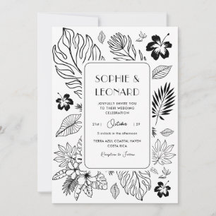 Invitation Plage exotique de la feuille tropicale Mariage de 