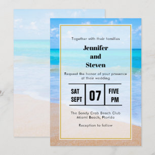 Invitation Plage Extraordinaire Scène tropicale Photo Mariage