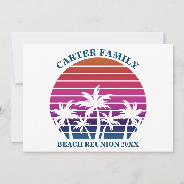 Invitation Plage Famille Réunion Tropical Palm Tree Personnal (Devant)