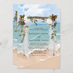 Invitation Plage Floral Canopée Tropical Moderne Mariage