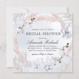Invitation Plage Flore Blanche & Blush Fête des mariées Bleue
