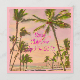 Invitation Plage hawaïenne vintage de PixDezines/rose