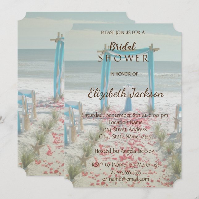 Invitation Plage Mariage Arbor Douche (Devant / Derrière)
