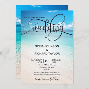 Invitation plage mariage destination tropical été mer