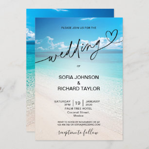 Invitation plage mariage destination tropicale été mer invi