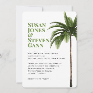 Invitation Plage moderne Palm Bold Typographie Simple Mariage