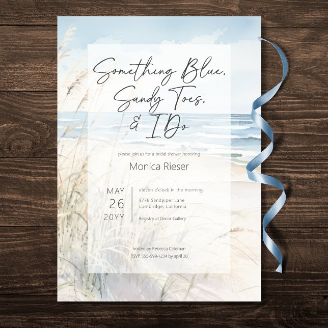 Invitation Plage moderne Quelque chose de bleu Fête des marié (Modern Beach Something Blue Bridal Shower Invitation)