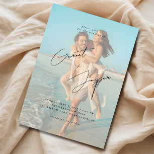 Invitation Plage moderne Romance Budget superposition Mariage