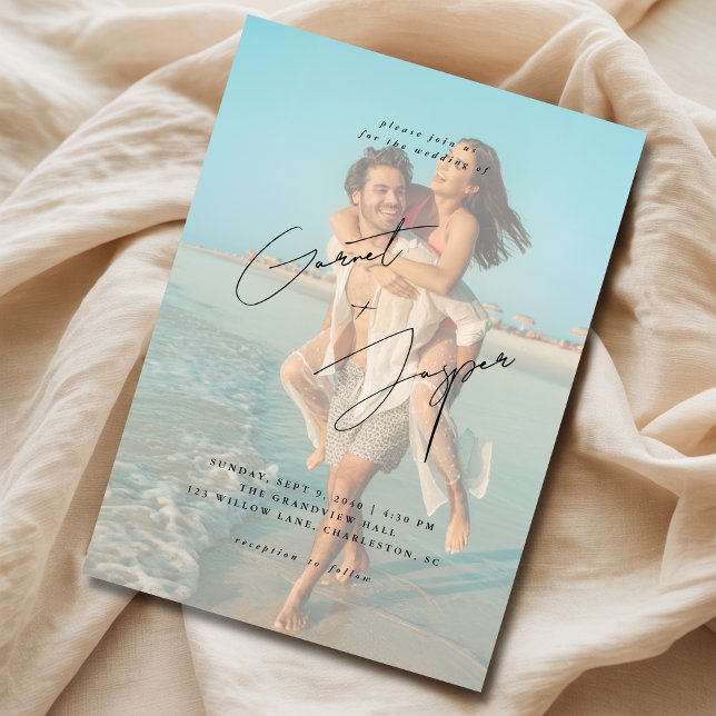 Invitation Plage moderne Romance Budget superposition Mariage (Créateur téléchargé)