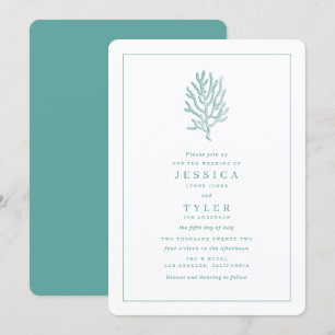 Invitation Plage moderne Turquoise Coral Mariage côtier