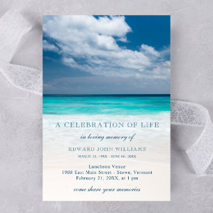 Invitation Plage Océan Sympathie funéraire Célébration de la