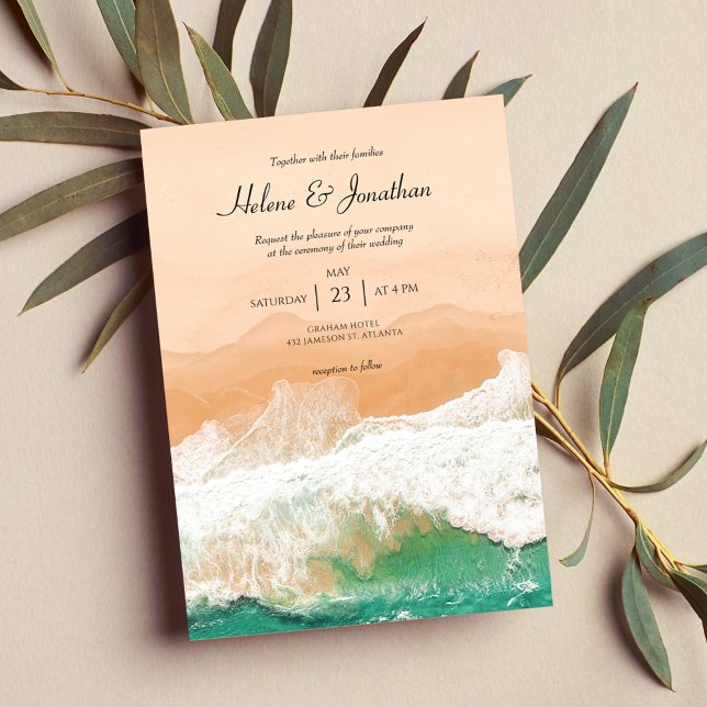 Invitation Plage Océan Tropical Beachside Destination Mariage (Créateur téléchargé)