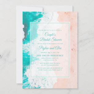 Invitation Plage Océan Tropical Turquoise Fête des mariées bl