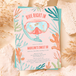 Invitation Plage Plage Plongée aquarelle mer vie douce 16