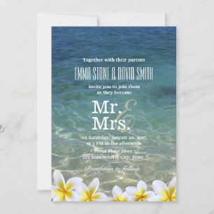 Invitation Plage Plumeria Fleurs Destination Mariage