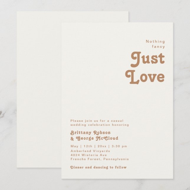 Invitation Plage Retro | Ivory Nothing Fancy Mariage (Devant / Derrière)