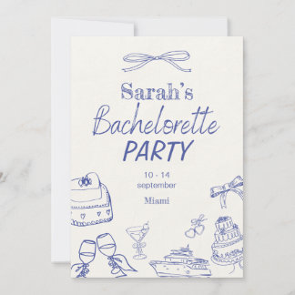 Invitation Plage Retro Luxe | Bachelorette modifiable
