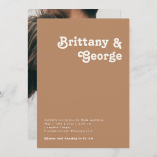 Invitation Plage Retro   Monogramme photo Décontracté Brown