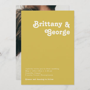 Invitation Plage Retro   Monogramme photo Décontracté or