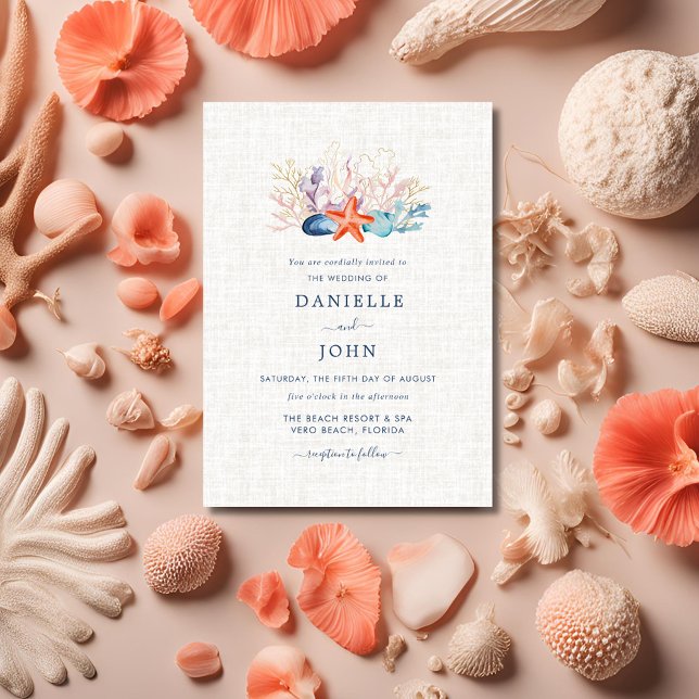 Invitation Plage simple Seashell (Simple Seashell Beach Invitation)