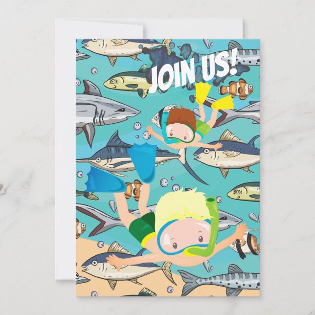 Invitation Plage sous l'aquarium marin Anniversaire (Devant)