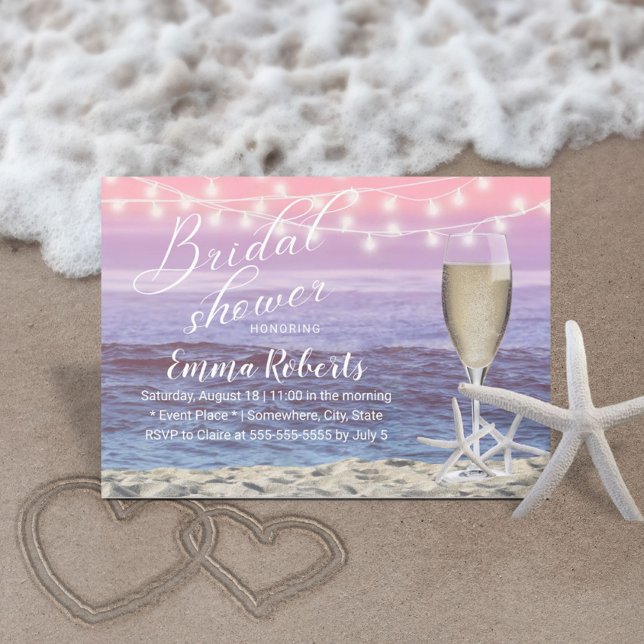 Invitation Plage Starfish Brunch & Bubbly Fête des mariées (Créateur téléchargé)