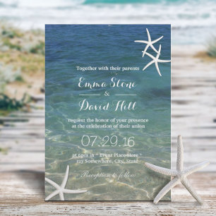 Invitation Plage Starfish Élégant Mariage d'été