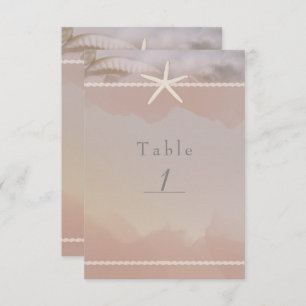 Invitation Plage Starfish Taupe Tan Chic Table Number Card
