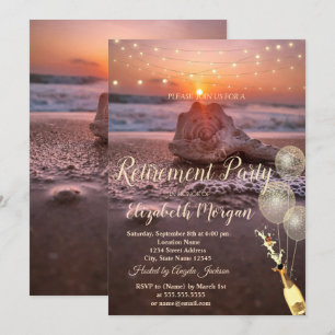 Invitation Plage Sunet Seashell Balloons, Retrait de vin