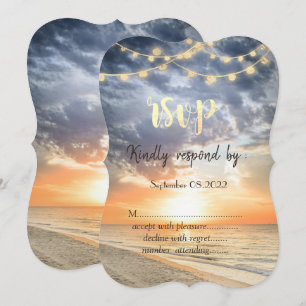 Invitation Plage Sunrise Chaîne Lumière Coquillage RSVP