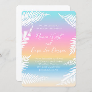 Invitation Plage Sunset Mariage Tropical Palm Leaf
