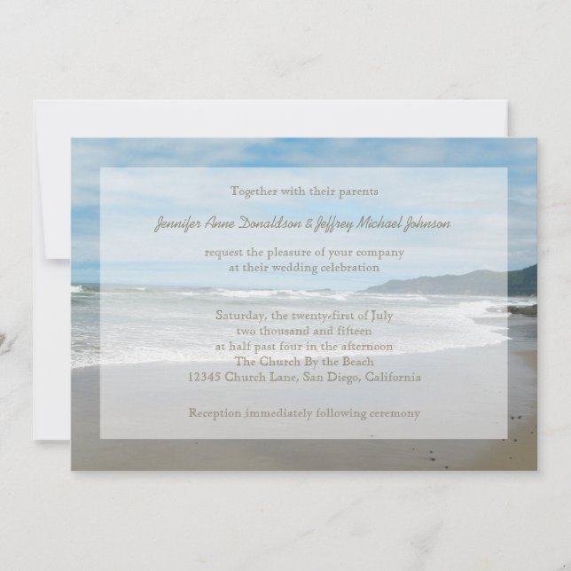 Invitation Plage Thème Mariage Invitations, Sandy Beach (Devant)