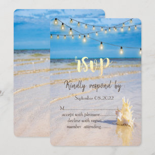 Invitation Plage Tissages Chaîne Lumières Coquillage RSVP