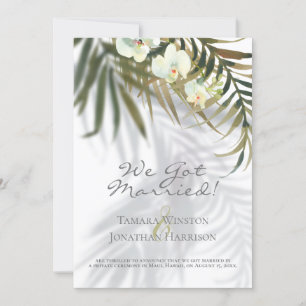 Invitation Plage Tropical Palm & Orchid Shadows Juste Marié