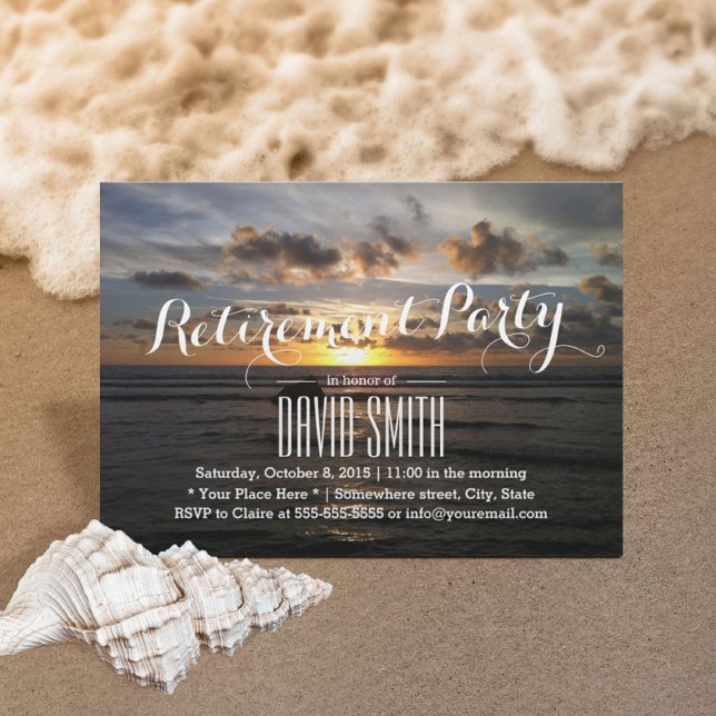 Invitation Plage Tropical Sunset de la Retraite (Créateur téléchargé)