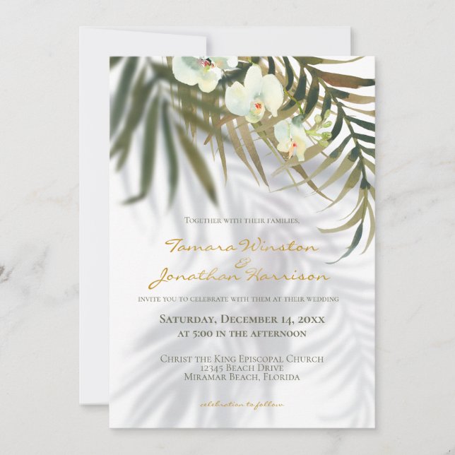 Invitation Plage Tropical Tendance Verdure Tout En Un Mariage (Devant)