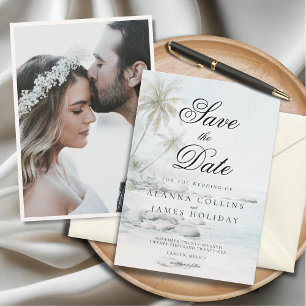 Invitation Plage Tropicale Aquarelle Photo Enregistrer la Dat