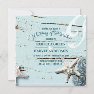 Invitation plage tropicale aquarium mariage d'étoiles de mer 