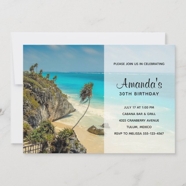 Invitation Plage tropicale aux arbres balayés par le vent Ann (Devant)