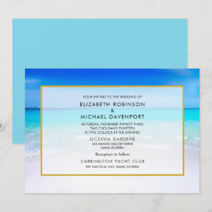 Invitation Plage tropicale avec Mariage de mer turquoise