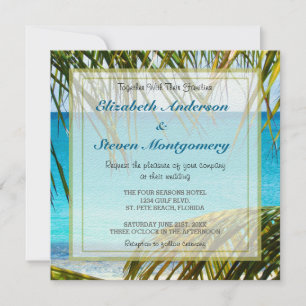 Invitation Plage tropicale avec Palm Fronds Site Mariage