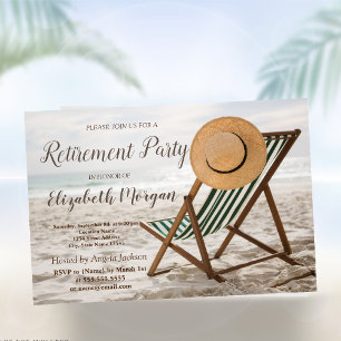 Invitation Plage Tropicale, Chaise Fête de retraite