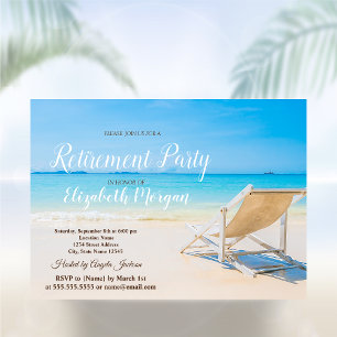 Invitation Plage tropicale, chaise relax  Fête de retraite