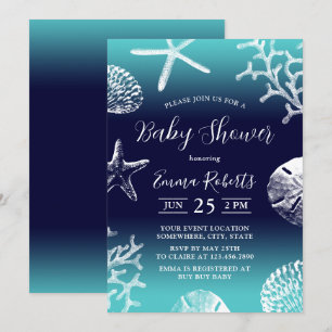 Invitation Plage tropicale Coral Reef Marine & Baby shower Tu