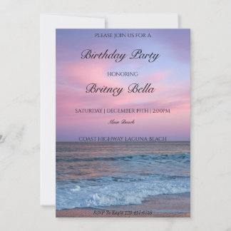 Invitation Plage tropicale coucher de soleil Anniversaire Fêt